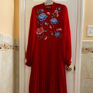 Midi pleated dress from ASOS red size 6